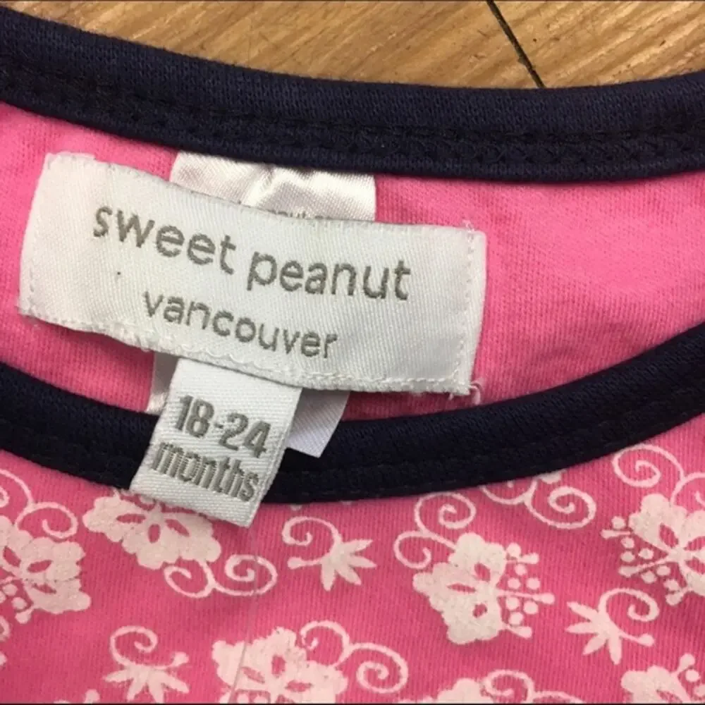 Sweet Peanut Girls Top Sz 18-24 Mo Pink White Navy Blue Flowers Knit Long Sleeve